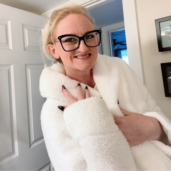 Crown & Ivy Off-white Warm Fuzzy Open-Front Jacket Women’s Size L - Picture 2 of 7